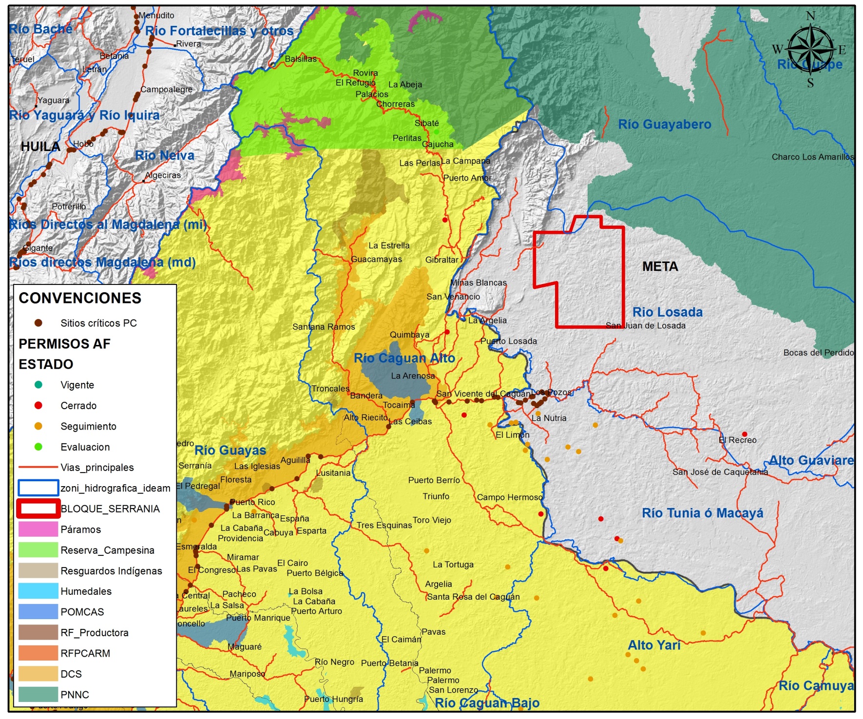 Proyecto “Área de Interés de Perforación Exploratoria Serranía” no está localizado en San Vicente del Caguán, Caquetá.