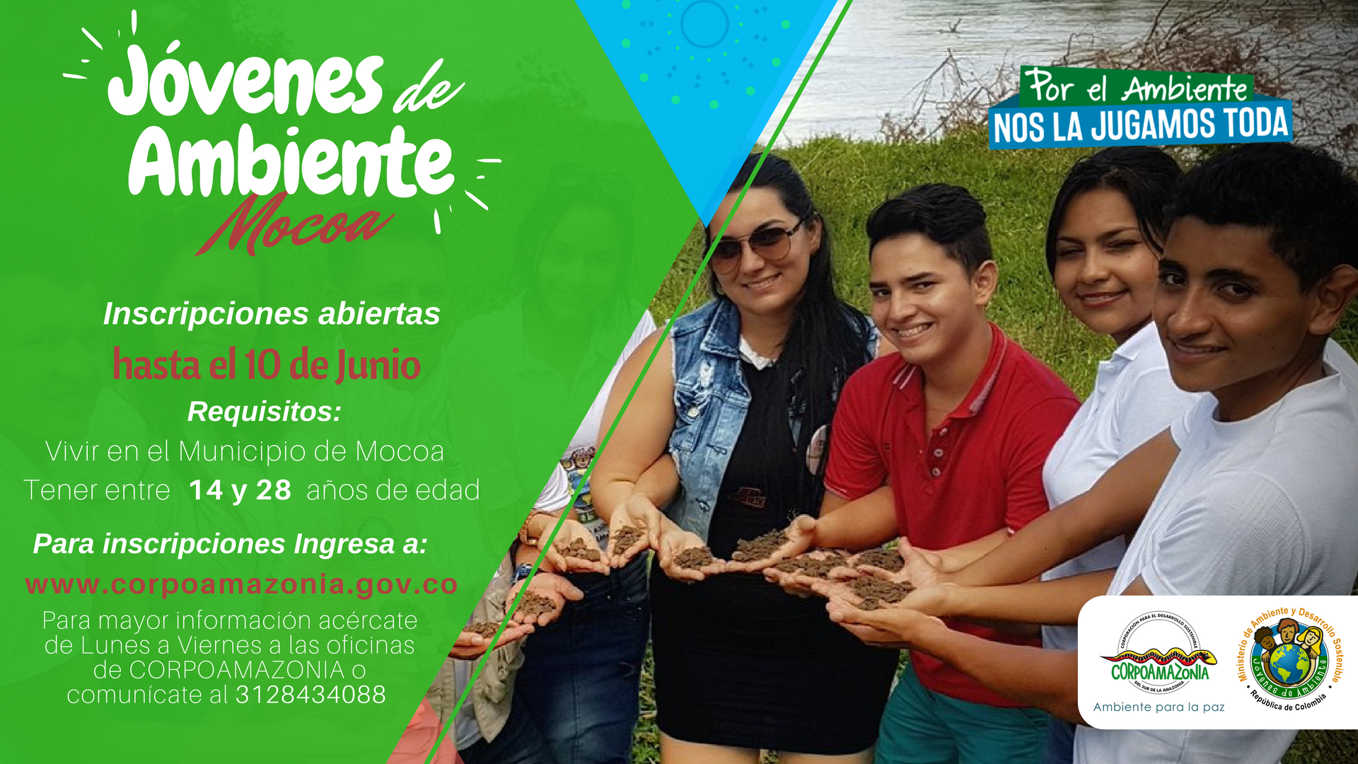 CORPOAMAZONIA abre convocatoria para Jóvenes de Ambiente en Mocoa