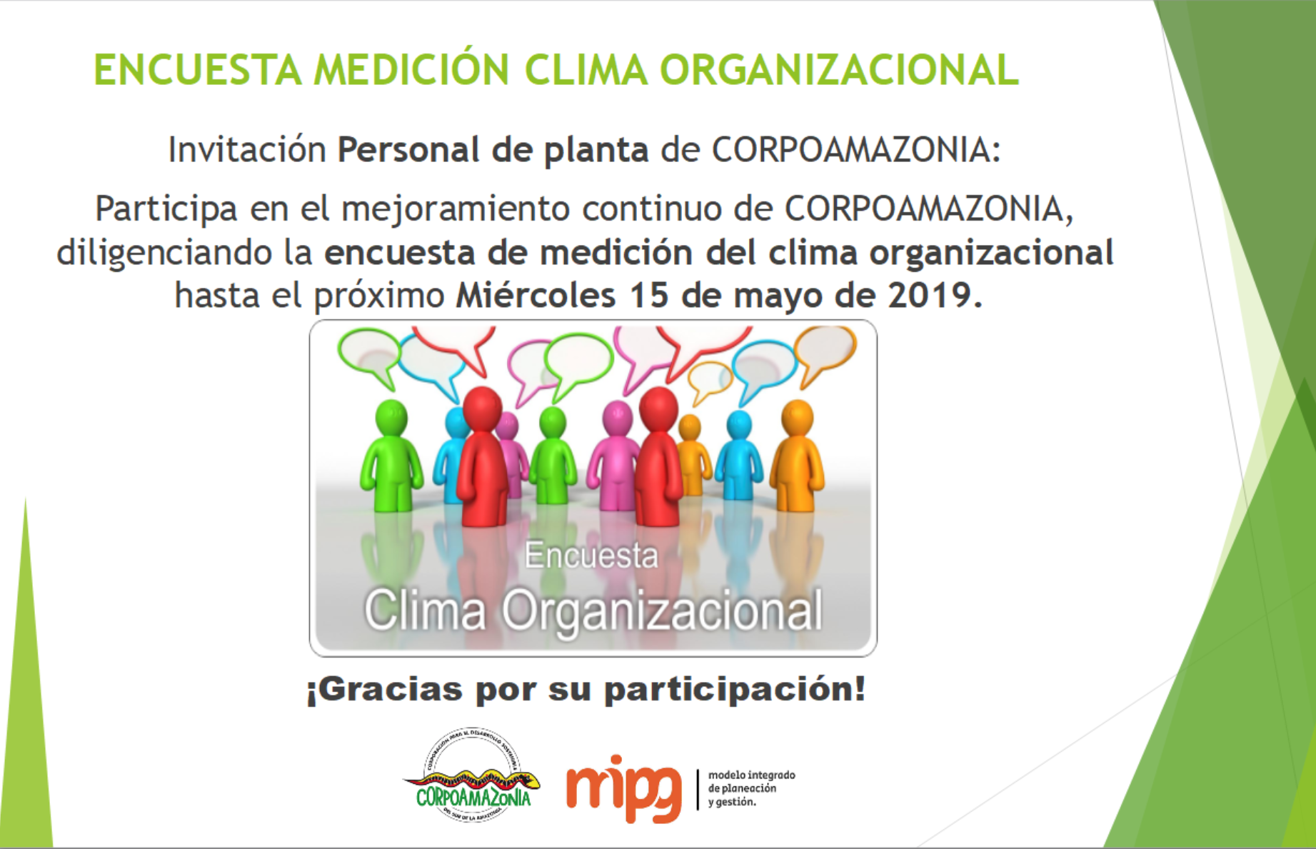 Encuesta de medición del clima organizacional CORPOAMAZONIA