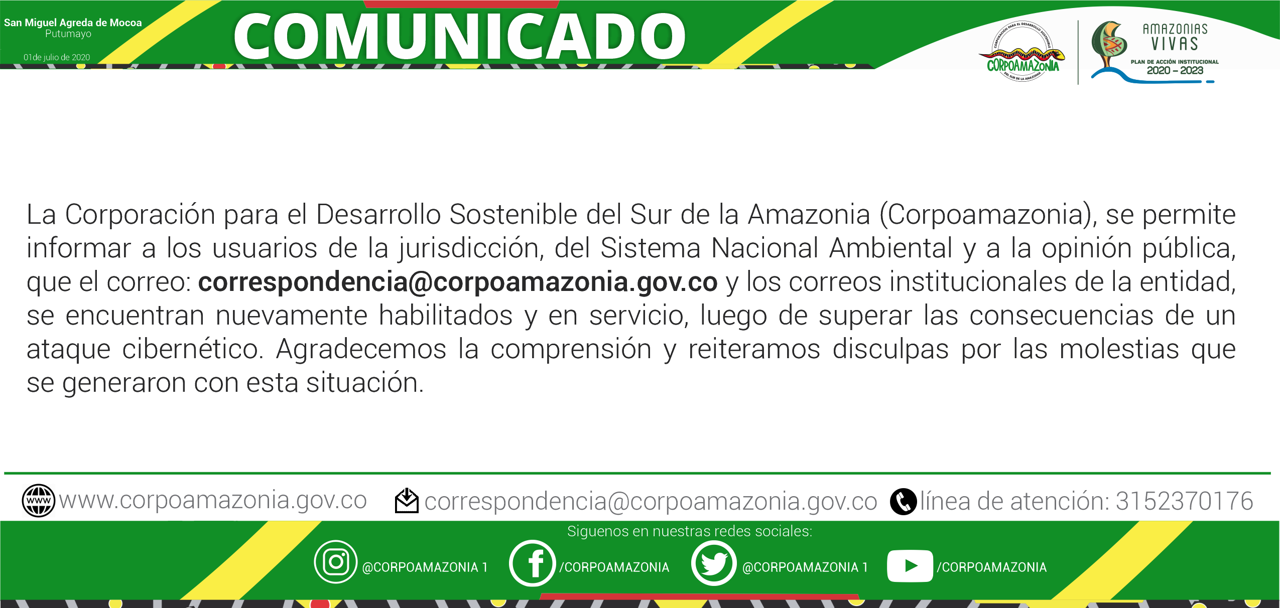 Comunicado correo electrónico institucional