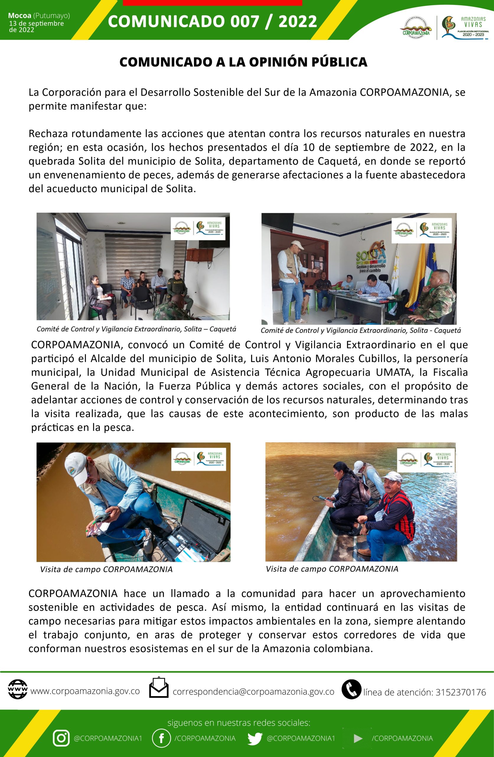 COMUNICADO A LA OPINIÓN PÚBLICA 007 / 2022